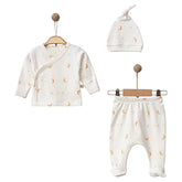 Pack naissance Lune 3 pcs avec moufles integres coton